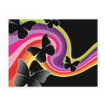 5 Black Butterflies On Swirly Rainbow Postcard