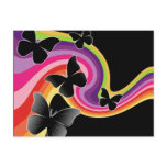 5 Black Butterflies On Swirly Rainbow Postcard