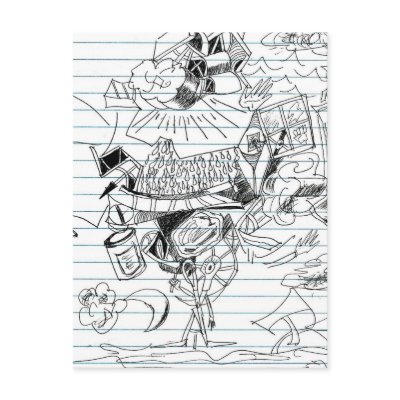 5 Clouds Pen Doodle Notebook Paper Sketch Postcards by SusansZooCrew