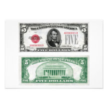 $5 Dollar Legal Tender Banknote Series 1928 Personalized Invitation