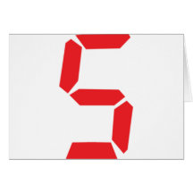 5 five  red alarm clock digital number cards