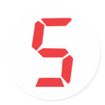 5 five  red alarm clock digital number round stickers