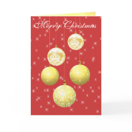 5 Gold Christmas Tree Ornaments Holiday Card card
