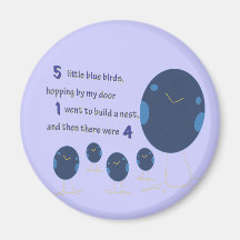 5 Little Birds Refrigerator Magnet