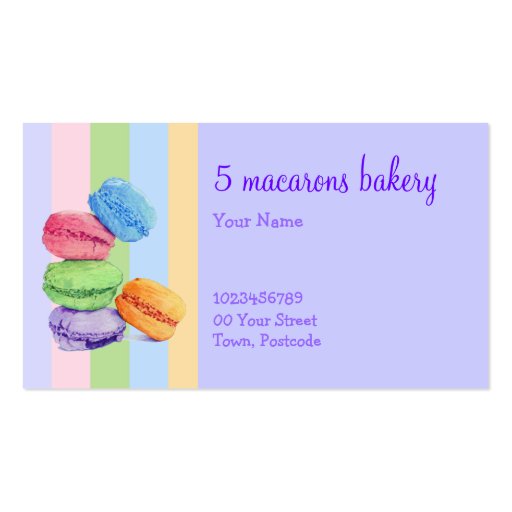 5 Macarons stripes Bakery Business Card