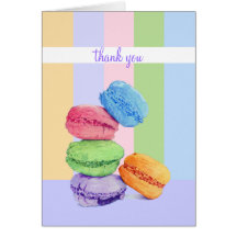 5 Macarons stripes Thank You Note Card