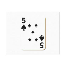 5 of Spades Playing Card Canvas Prints