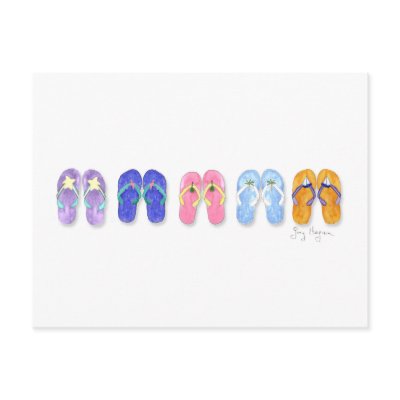 5 Pairs of Flip-Flops Postcard by ginyhogan
