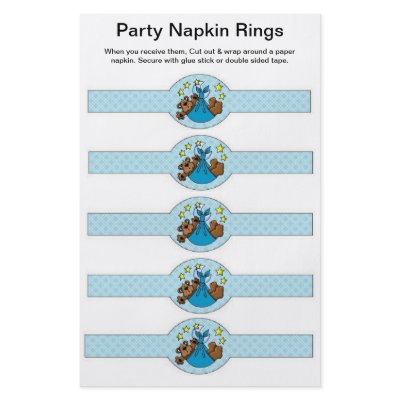 5 per sheet Baby Boy Shower Paper Napkin Rings Flyers by partypizazz