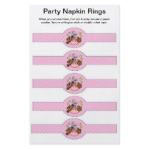 5 per sheet Baby Girl Shower Paper Napkin Rings Flyers