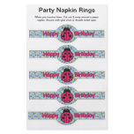 5 per sheet Lady Bug Birthday Paper Napkin Rings flyers