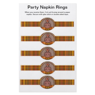 5 per sheet Thanksgiving Turkey Paper Napkin Rings Personalized Flyer by partypizazz