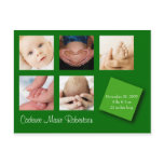 5 Photo Birth Announcement Green 5 Photo Birth Announcement Green