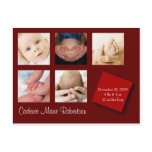 5 Photo Birth Announcement Red 5 Photo Birth Announcement Red