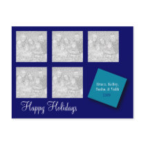 5 Photo Holiday Greeting Blue postcards