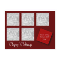 5 Photo Holiday Greeting Red postcards