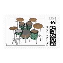 5 Piece Drum Kit: Custom Postage Stamps by spiritswitchboard 5 Piece Drum Kit: Custom Postage Stamps