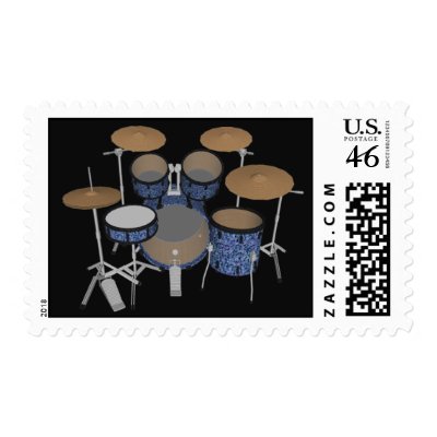 5 Piece Drum Kit: Custom Postage Stamps by spiritswitchboard