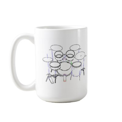 5 Piece Drum Kit: Marker Drawing: Mugs by spiritswitchboard