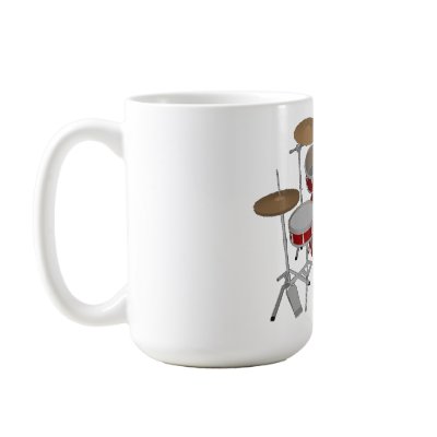5 Piece Drum Kit - Red - Coffee Mug - Drum Set by spiritswitchboard