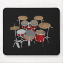 5 Piece Drum Set - Red Drums - Black Mousepad by spiritswitchboard 5 Piece Drum Set - Red Drums - Black Mousepad