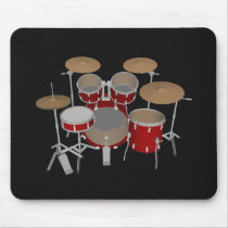 5 Piece Drum Set - Red Drums - Black Mousepad by spiritswitchboard 5 Piece Drum Set - Red Drums - Black Mousepad