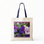 5 Purple Lavender Blue Pansies Canvas Bag