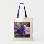 5 Purple Lavender Blue Pansies Canvas Bag