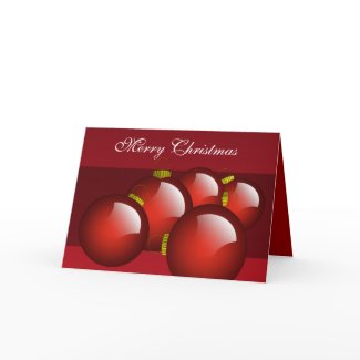 5 Red Christmas Tree Ornaments Holiday Card card