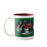 5 toy tractors at christmas coffee mugs
