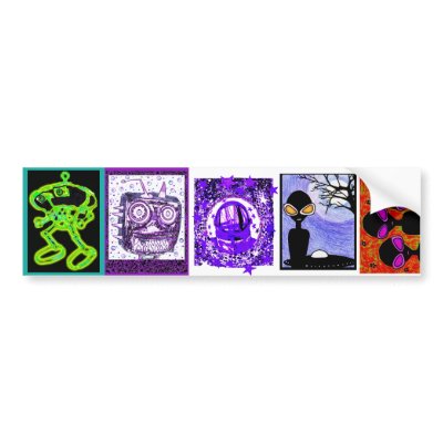 5 U-CUT Spaced Out Stickers ! Bumper Sticker by 3DMOONMAN