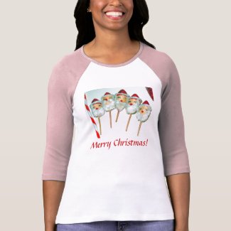 5 Vintage Chenille Santa Cupcake Picks Ho Ho Ho shirt