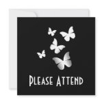5 White Butterflies Invites