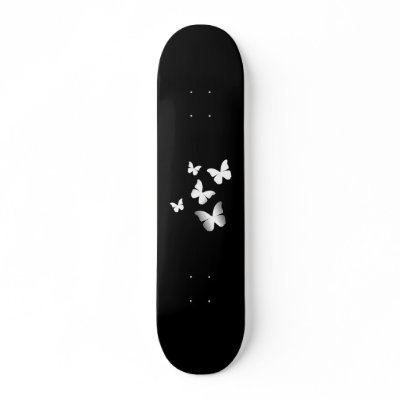 5 White Butterflies Skateboard Deck by VoXeeD