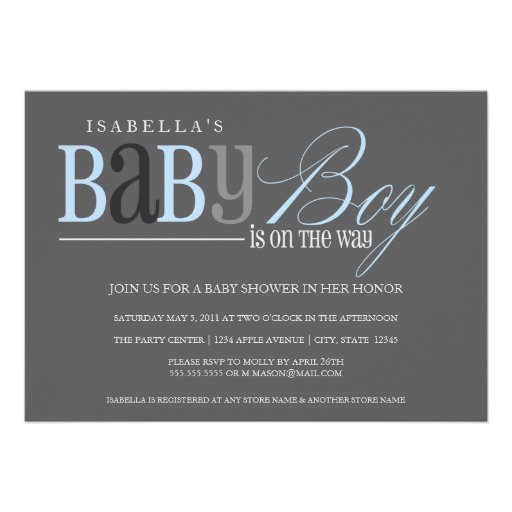 5 x 7 Baby Boy | Baby Shower Invite