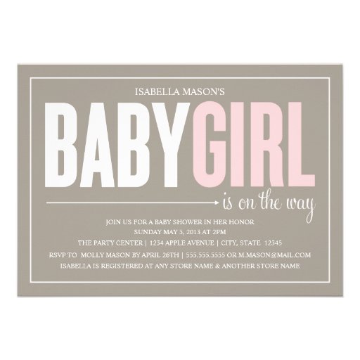 5 x 7 Baby Girl | Baby Shower Invite