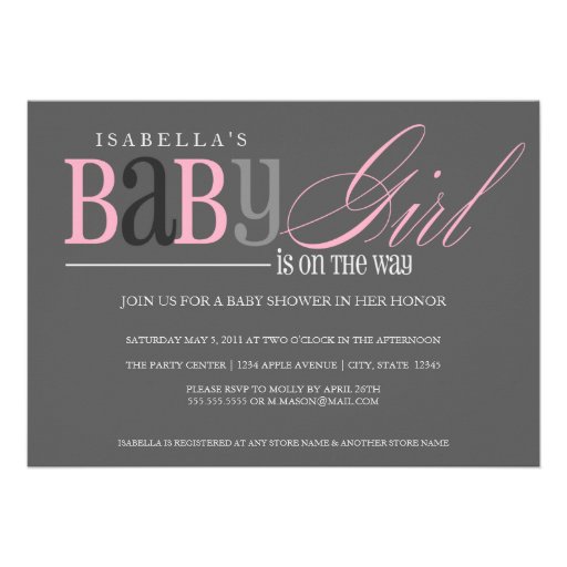5 x 7 Baby Girl | Baby Shower Invite