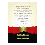 5 x 7"  Black Damask Elegant Golden Hearts invitations