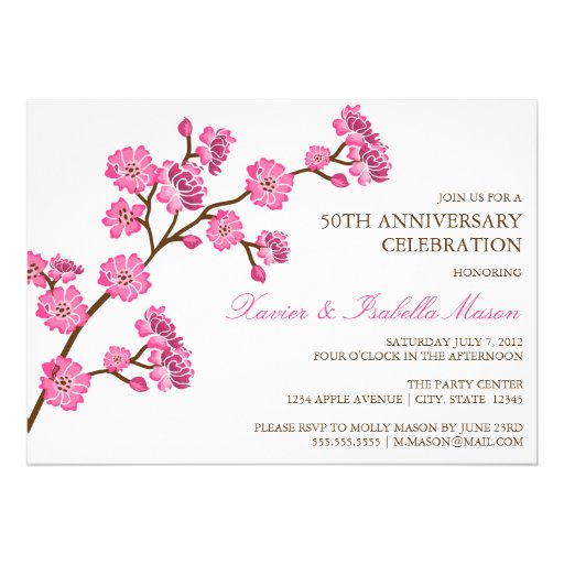 5 x 7 Cherry Blossom | Anniversary Party Invite (front side)