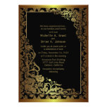 5 x 7" Damask Luxury Golden Black Wedding Invite invitations