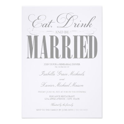 5 x 7 Eat, Drink & Be Married | Rehearsal Dinner Announcements