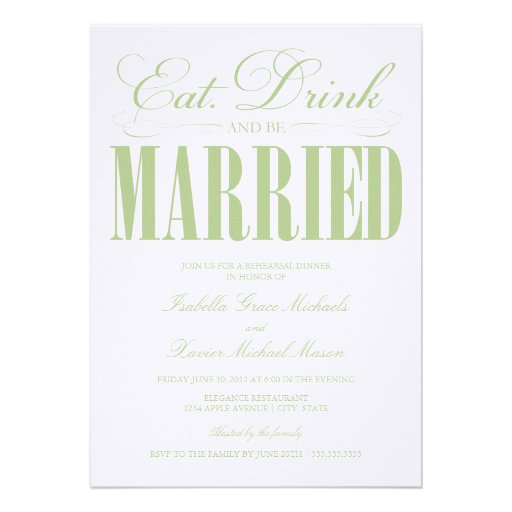 5 x 7 Eat, Drink & Be Married | Rehearsal Dinner Personalized Invites