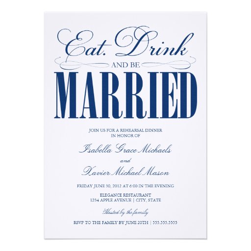 5 x 7 Eat, Drink & Be Married | Rehearsal Dinner Invitations