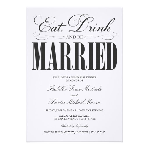 5 x 7 Eat, Drink & Be Married | Rehearsal Dinner Custom Announcements