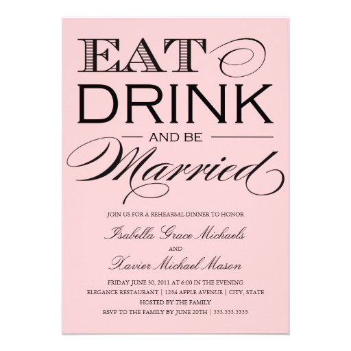 5 x 7 Eat, Drink & Be Married | Rehearsal Dinner Personalized Announcements