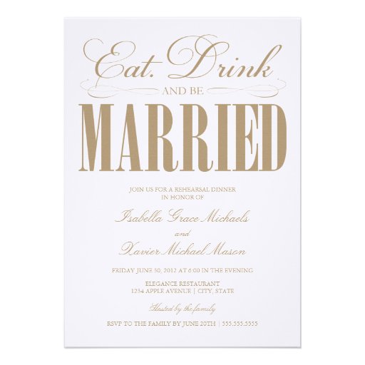 5 x 7 Eat, Drink & Be Married | Rehearsal Dinner Personalized Invites