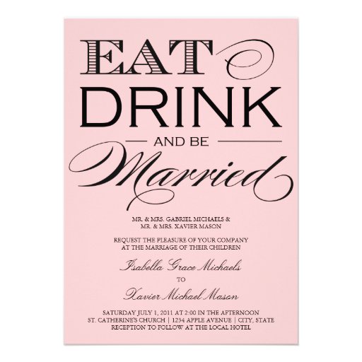 5 x 7 Eat, Drink & Be Married | Wedding Invitation