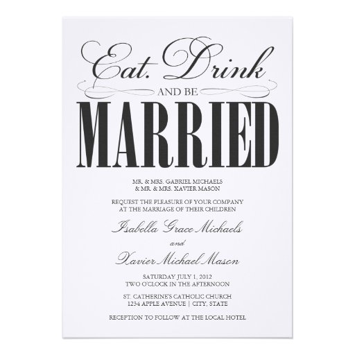 5 x 7 Eat, Drink & Be Married | Wedding Invitation