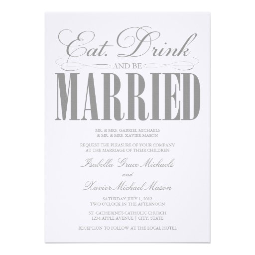 5 x 7 Eat, Drink & Be Married | Wedding Invitation