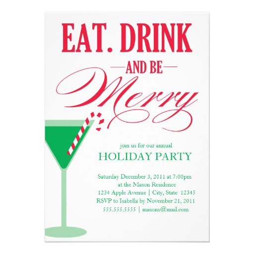 5 x 7 Eat, Drink & Be Merry | Holiday Party Invite